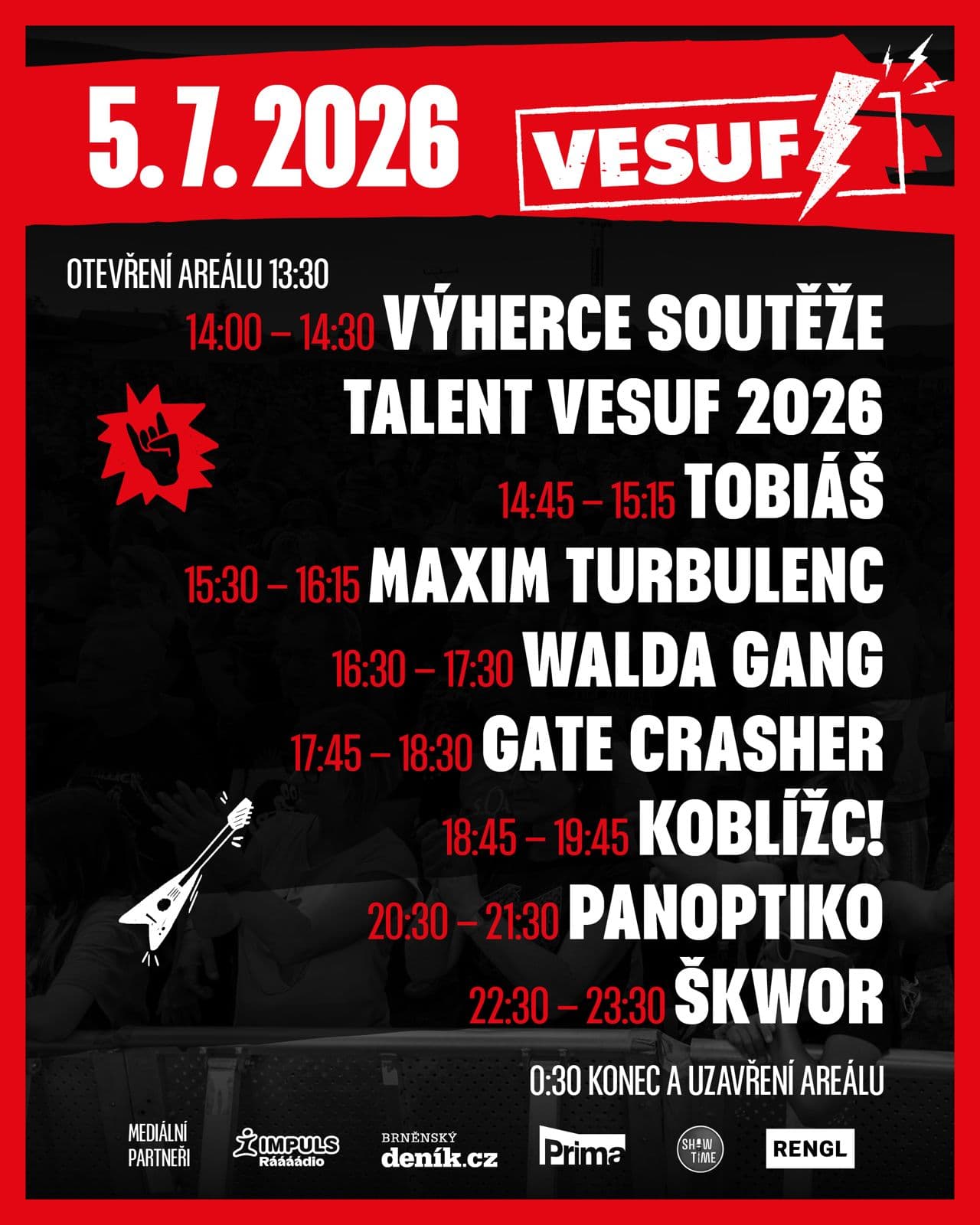 Program VESUF FEST 2026 – Sobota 5. 7.